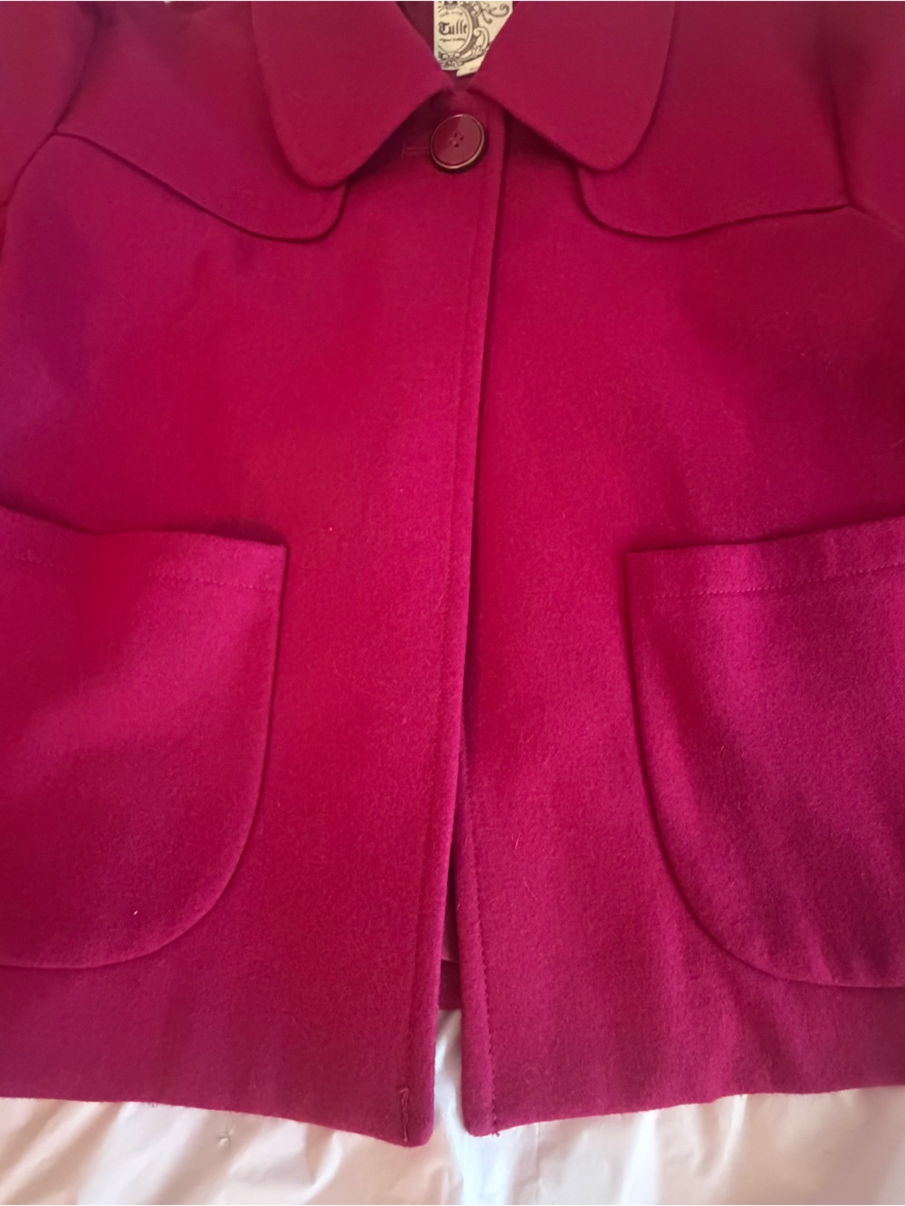 Tulle Bright Hot Pink preppy vintage short wool Coat